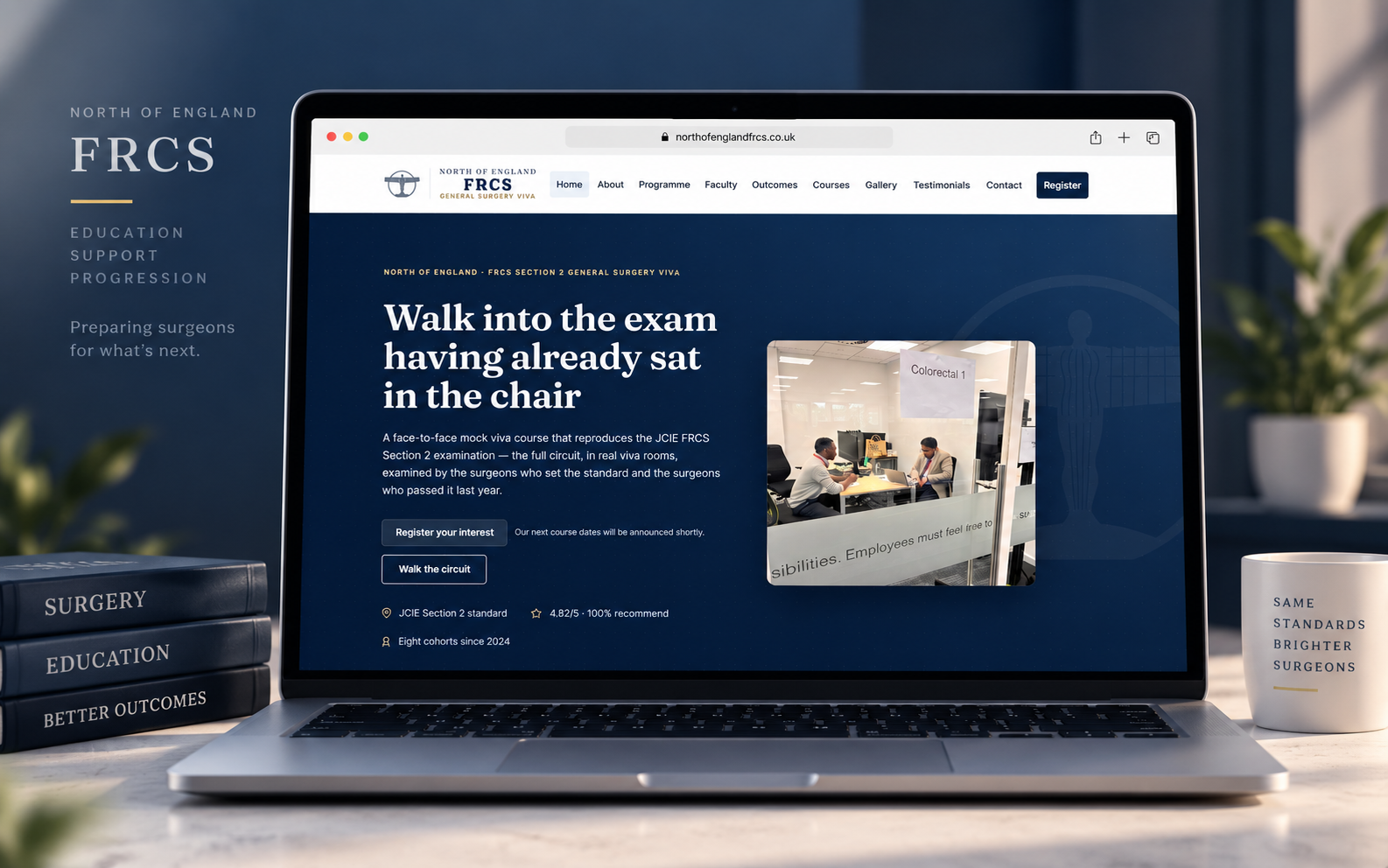 The North of England FRCS course website, showing its FRCS Section 2 mock viva programme.
